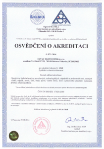 Osvědčení o akreditaci ELVAC ekotechnika s.r.o.
